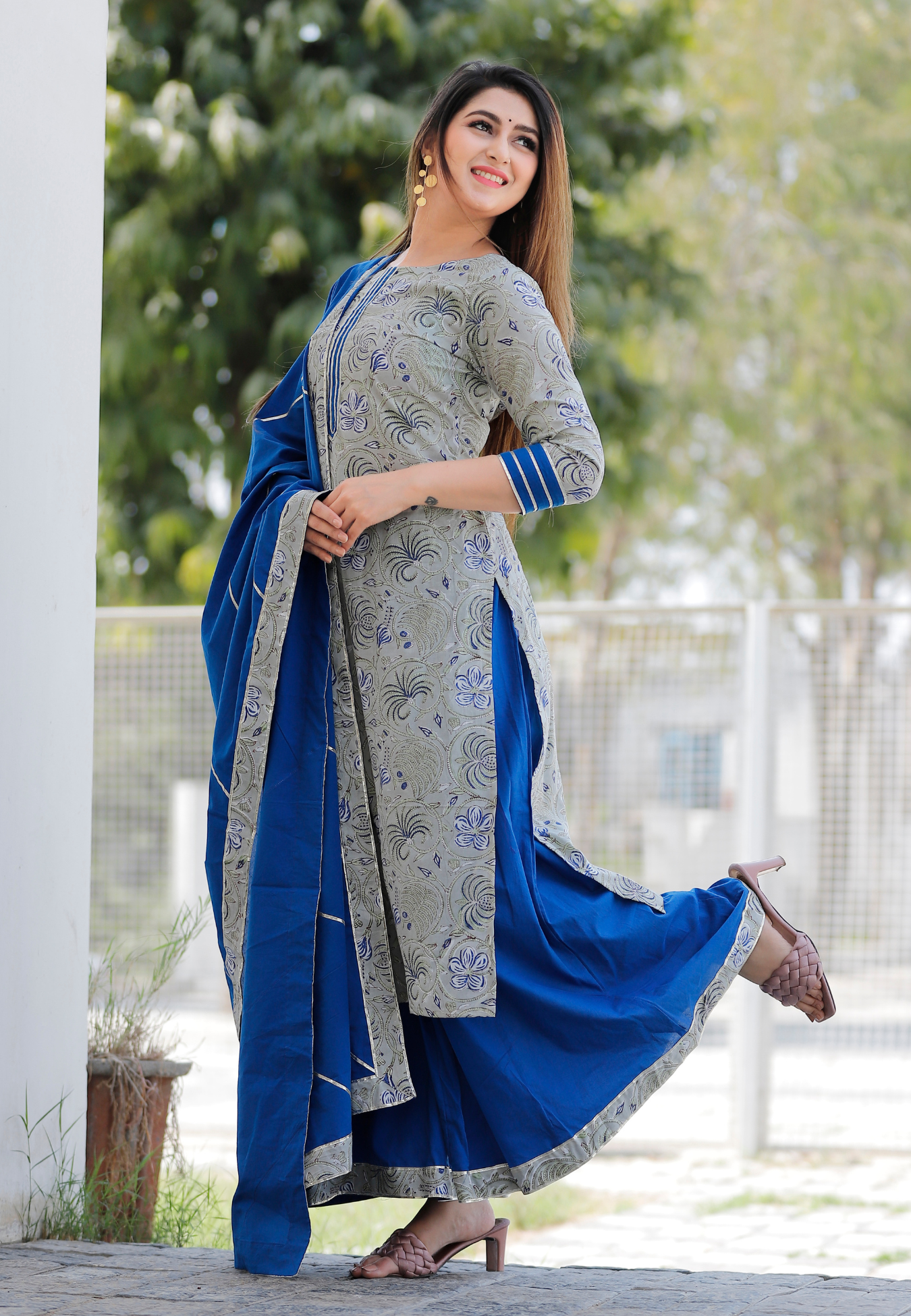 Leaf green Hand Block Printed Kurta Set