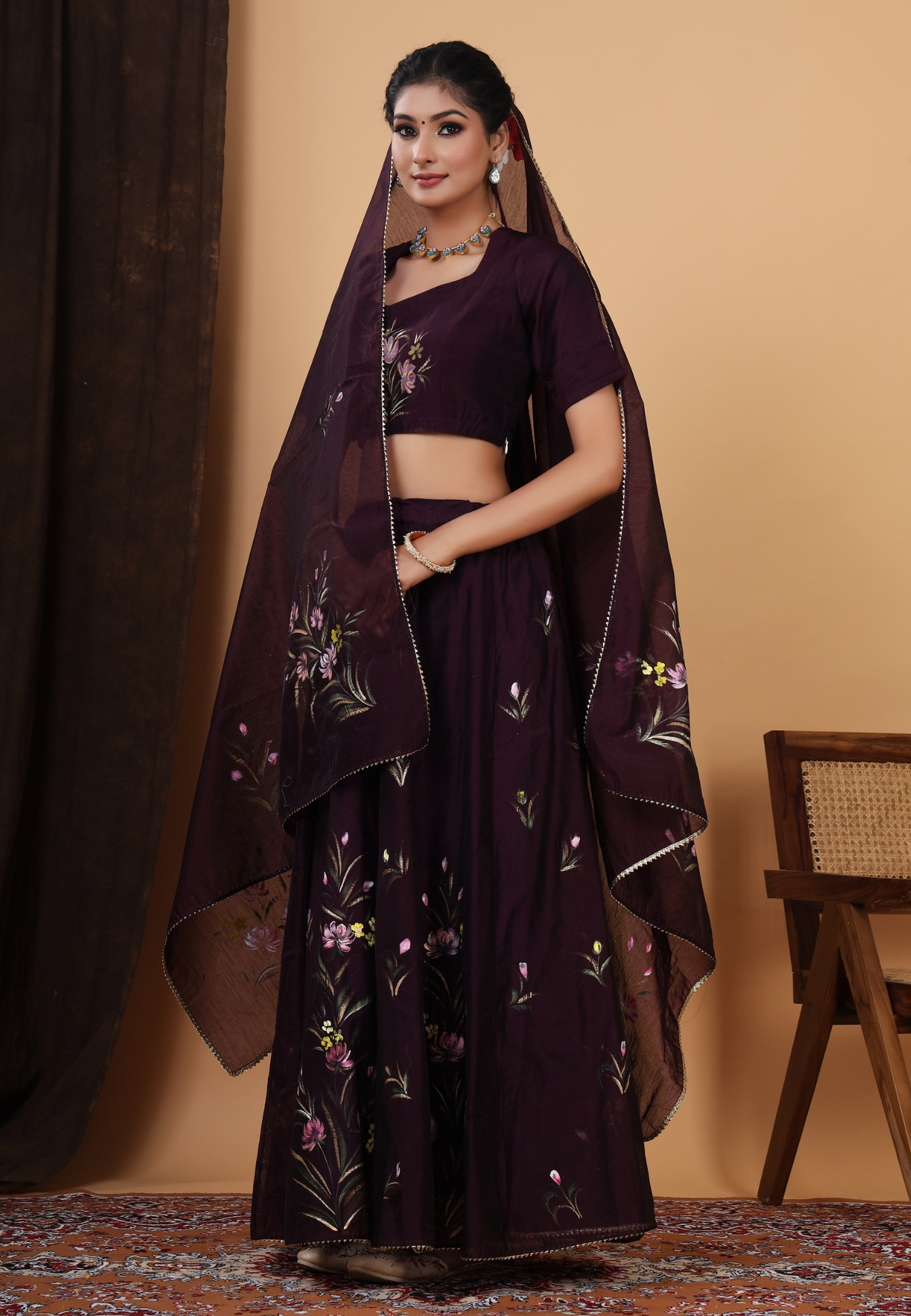 Vine Bloom Elegance Handcrafted Lehenga Set