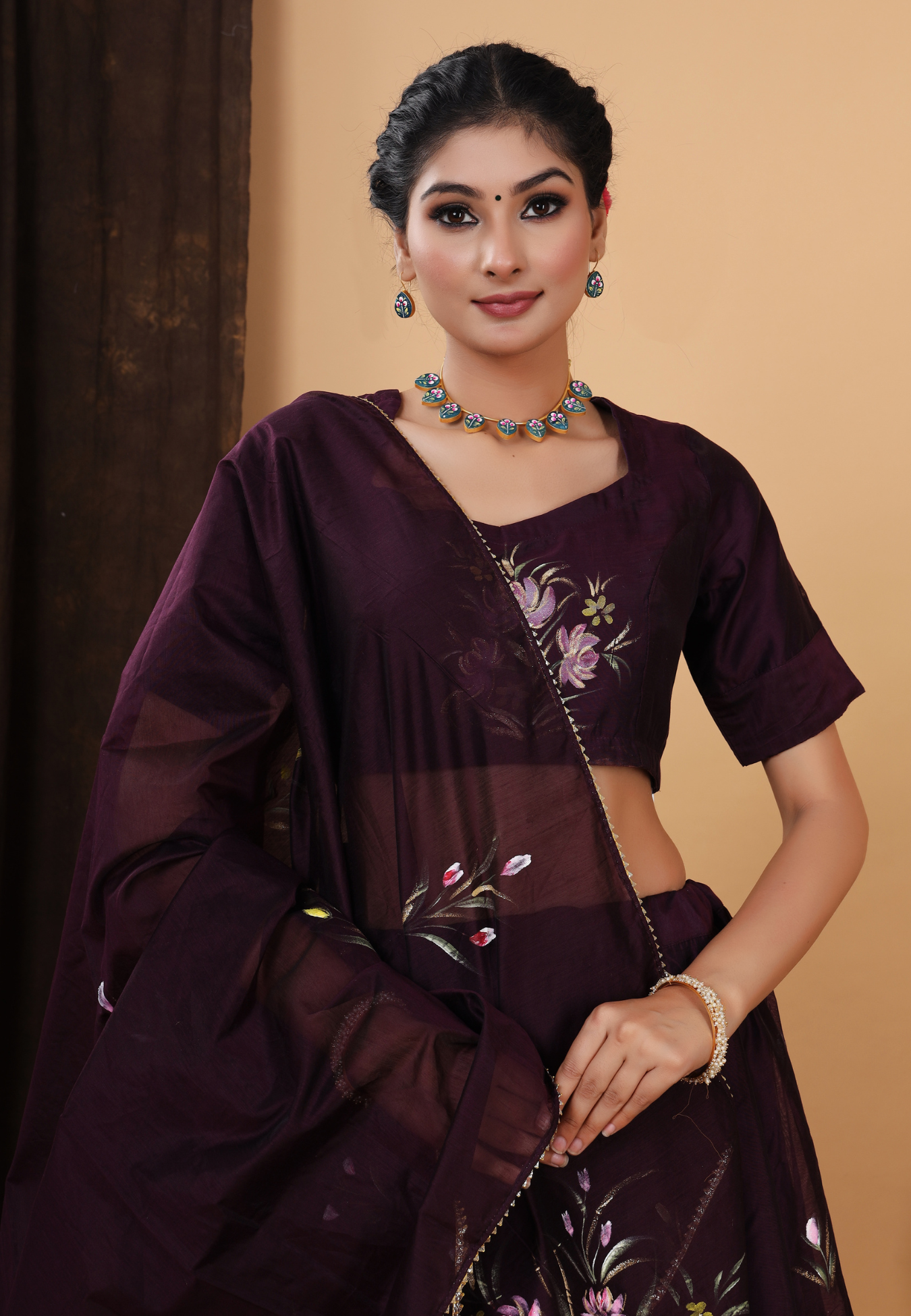 Vine Bloom Elegance Handcrafted Lehenga Set