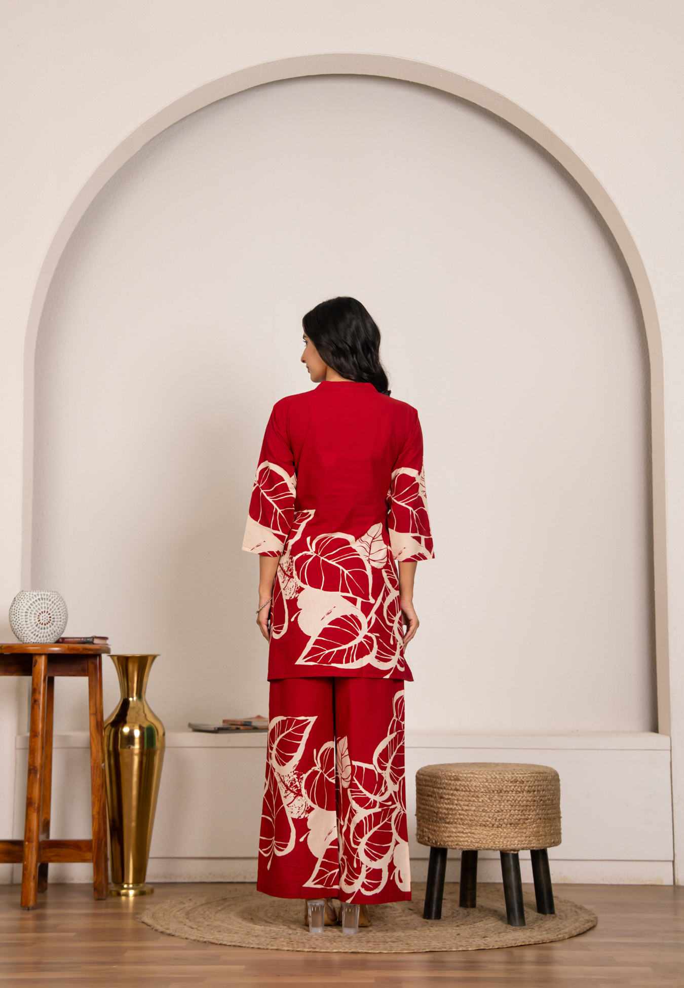 Red Leaf Enchantment Cotton Co-ord Set