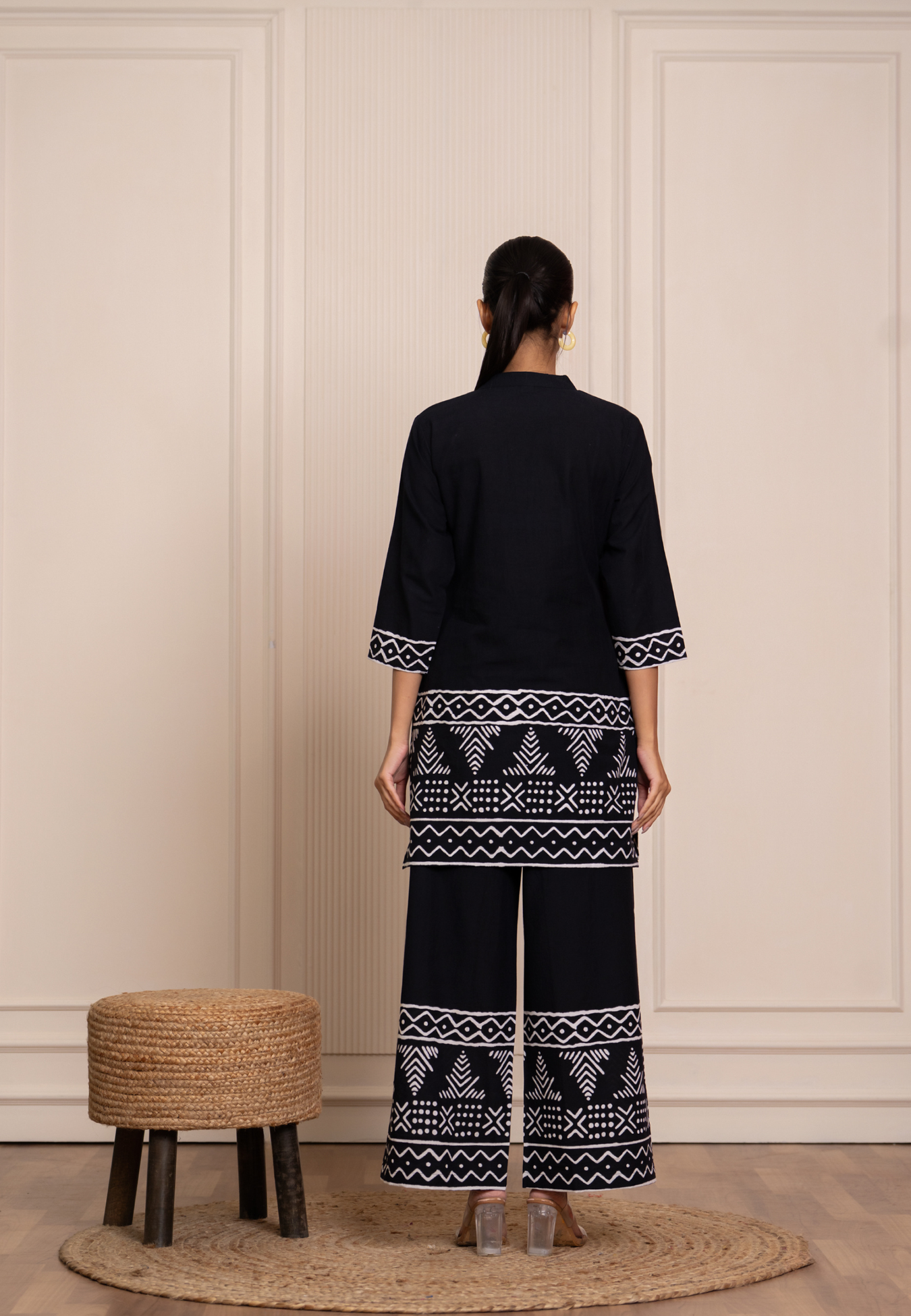 Classic Comfort Curated Black Printed Cotton Co-ords Set