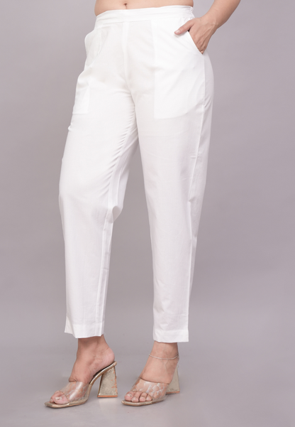Crisp White Cotton Pant
