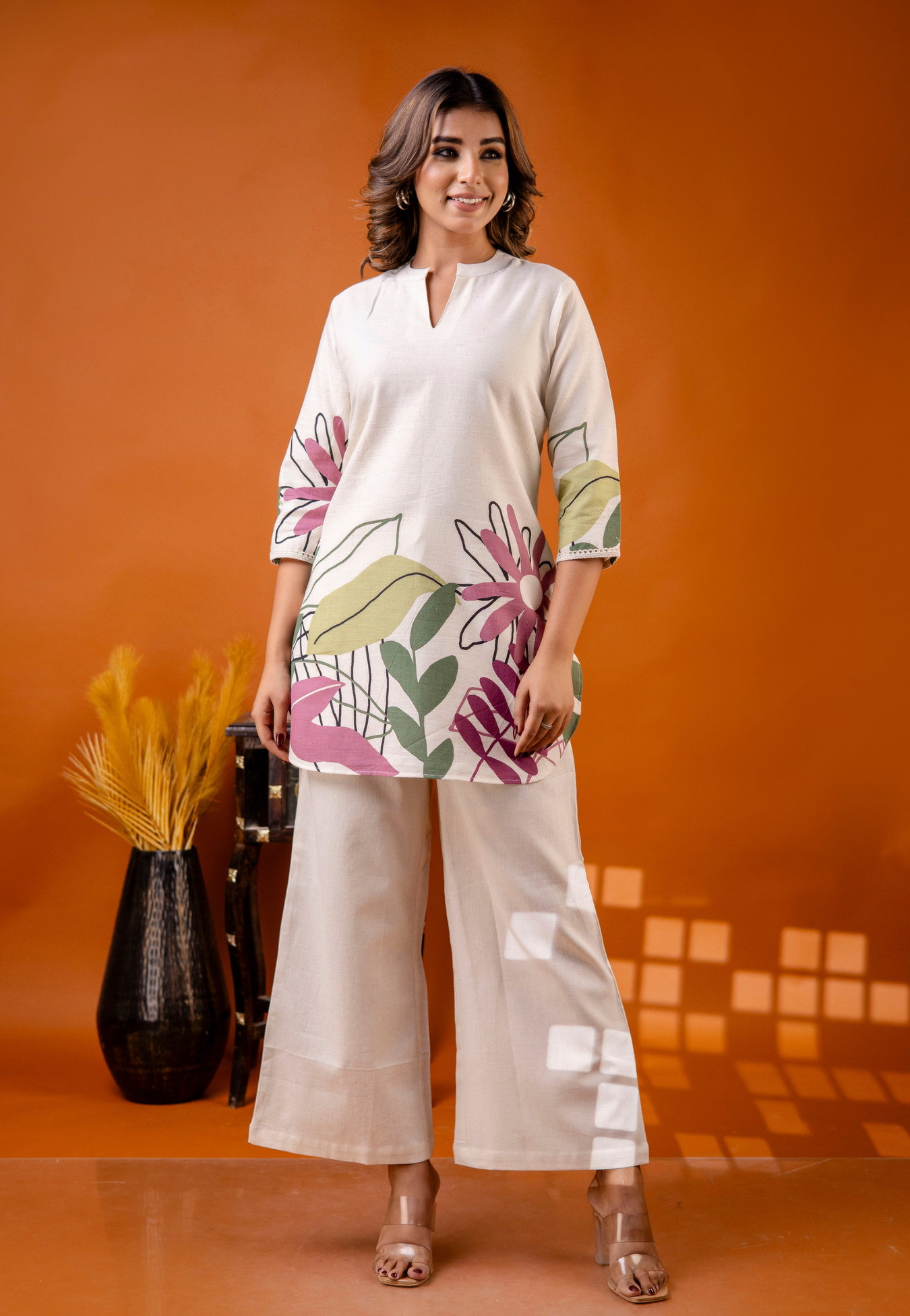 Bloom Elegance on Handcrafted Cotton Flex Co-ord Set