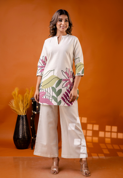 Bloom Elegance on Handcrafted Cotton Flex Co-ord Set