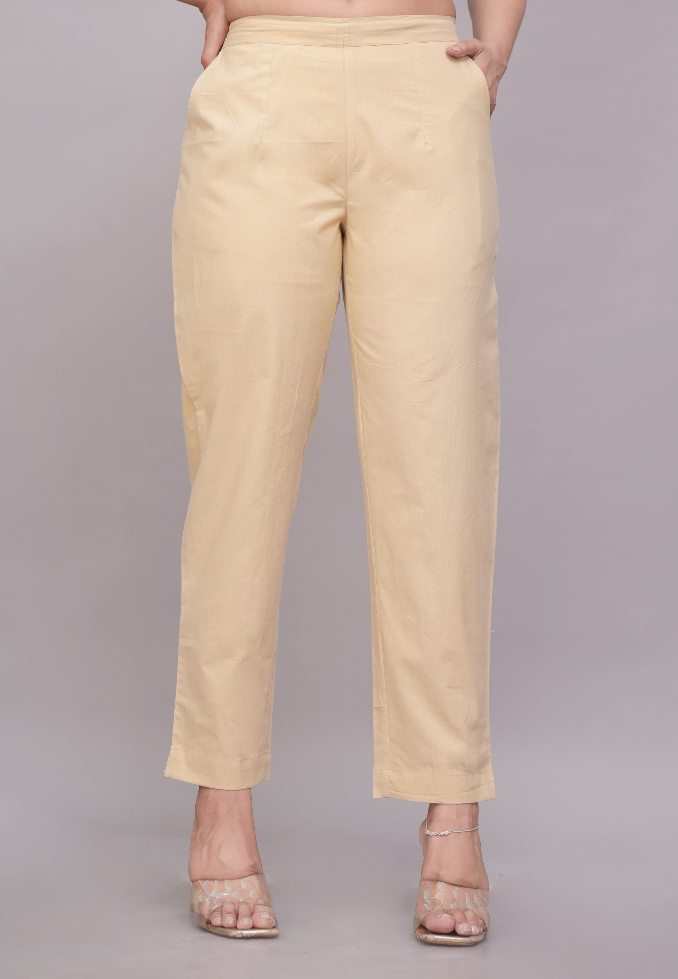 Soft Cotton Beige Comfort Fit Pant