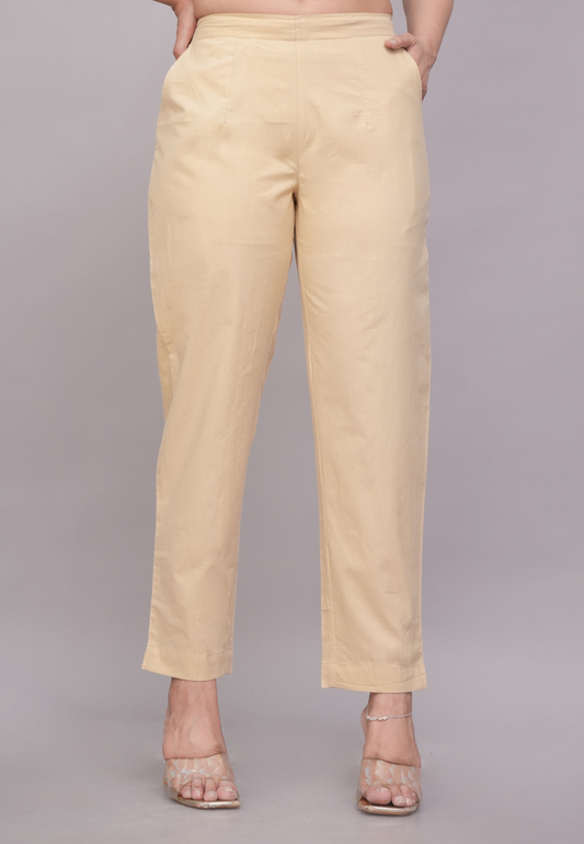 Soft Cotton Beige Comfort Fit Pant