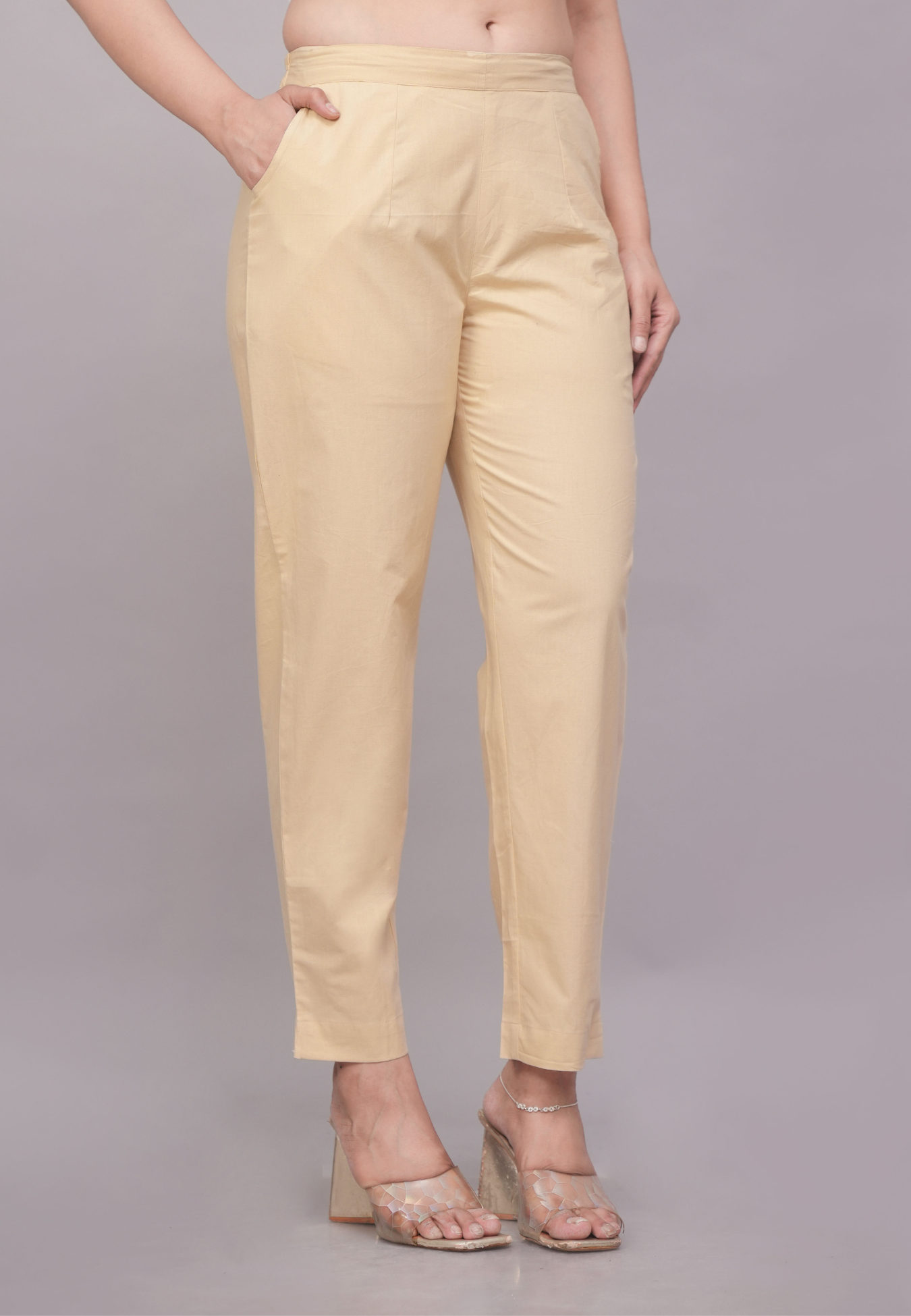 Soft Cotton Beige Comfort Fit Pant