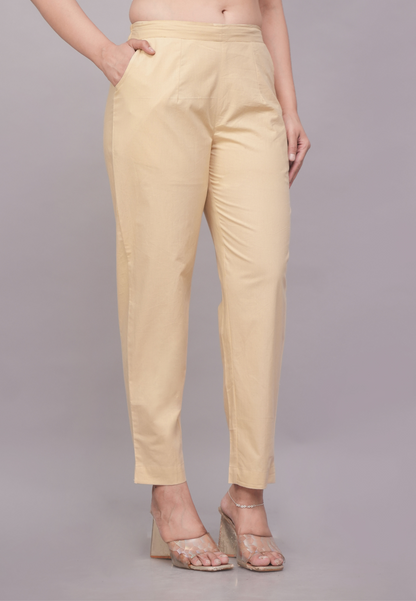 Soft Cotton Beige Comfort Fit Pant