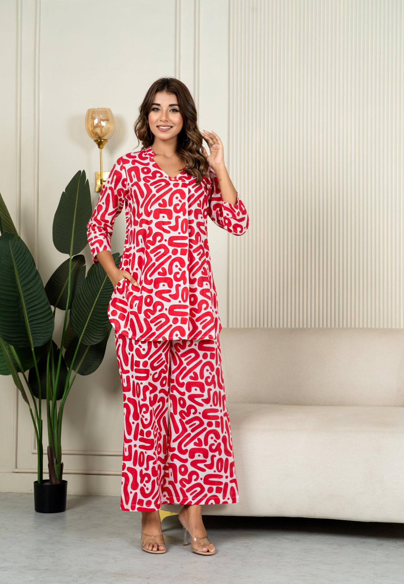 Striking Look in Fiery Dark Pink Cotton Co-ord Set