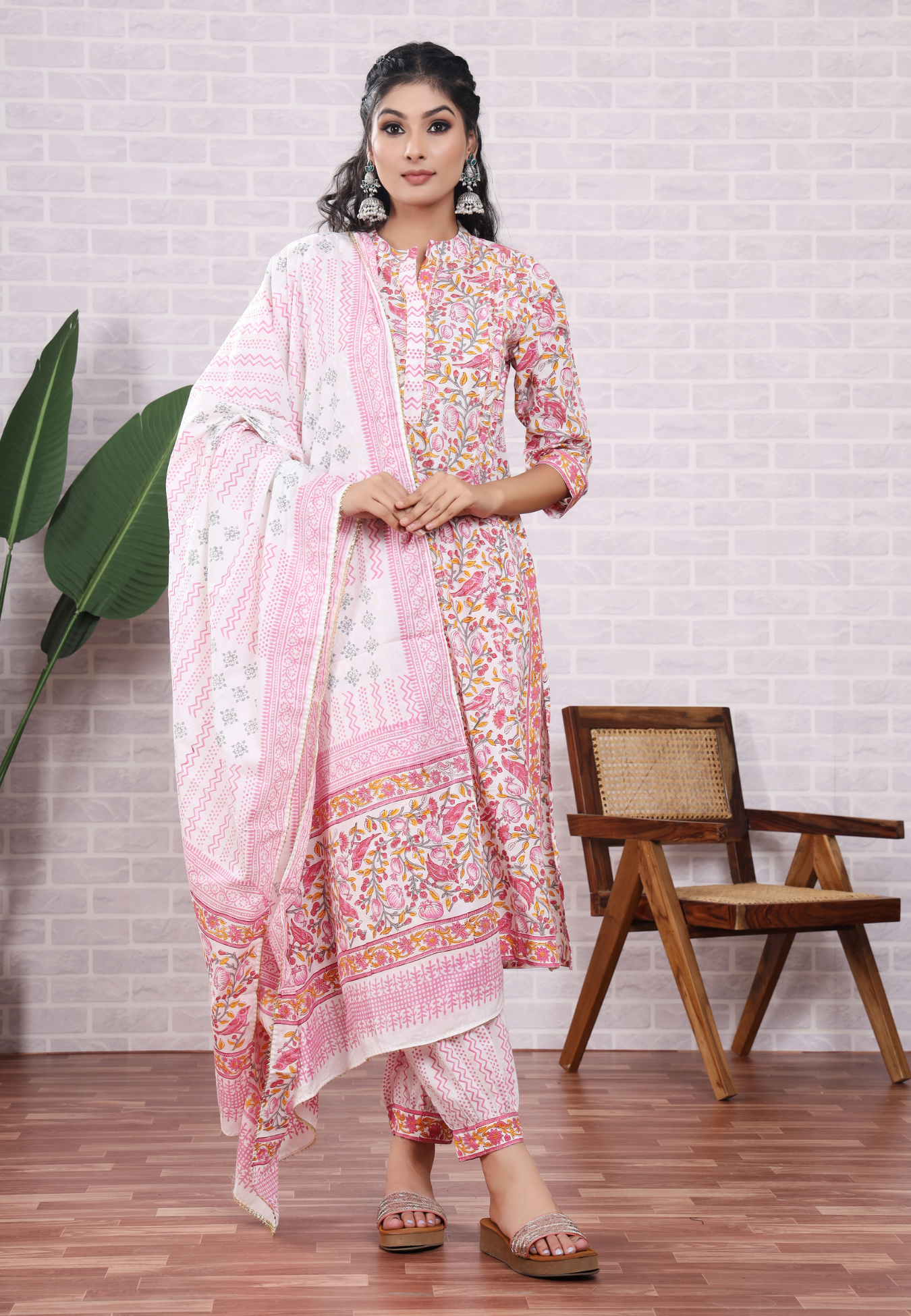 Off White Hand Block Printed Kurta Set