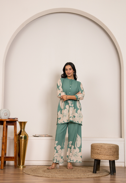 Effortless Grace in Sea Green Cotton Co-ord Set