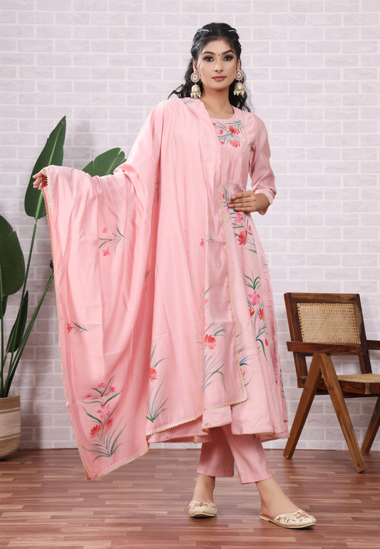 Celebrate Grace with Hand-Printed Florals on Flowing Modal Silk