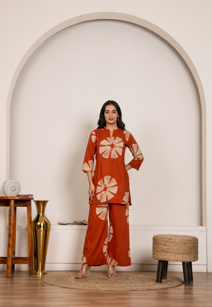 Rust Artistic Printed Co-Ord Set