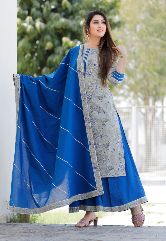 Leaf green Hand Block Printed Kurta Set