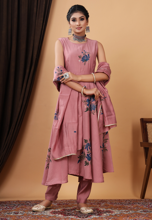 Handcrafted Beauty In Modal Silk with Hand Print