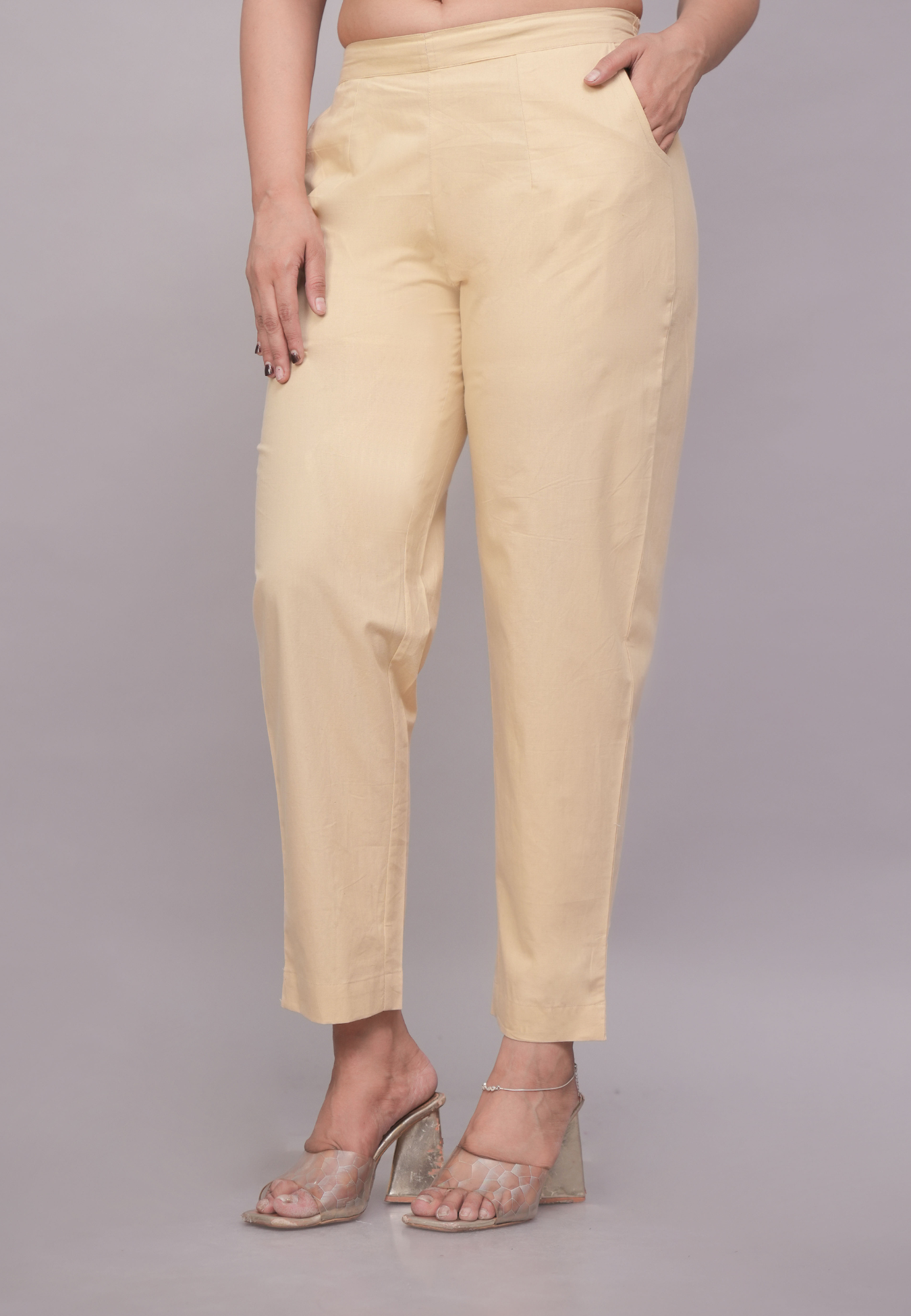 Soft Cotton Beige Comfort Fit Pant