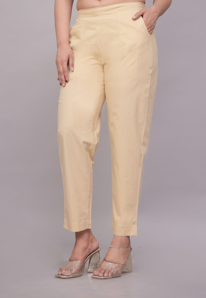 Soft Cotton Beige Comfort Fit Pant