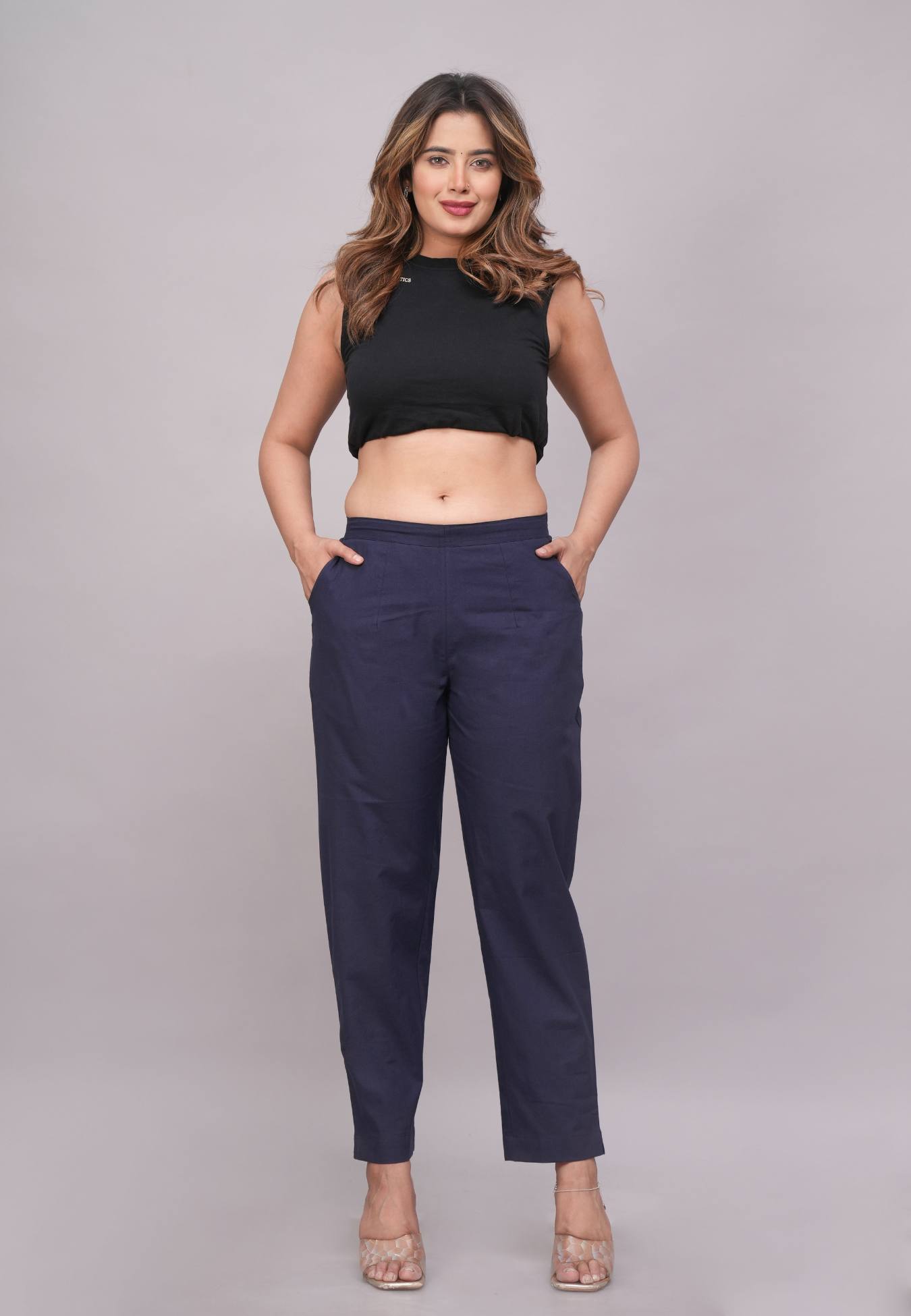 Cotton Deep Navy Blue Elegance Pant