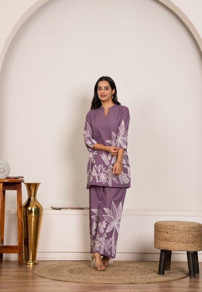 Botanical Tree Print Mauve Co-Ord Set