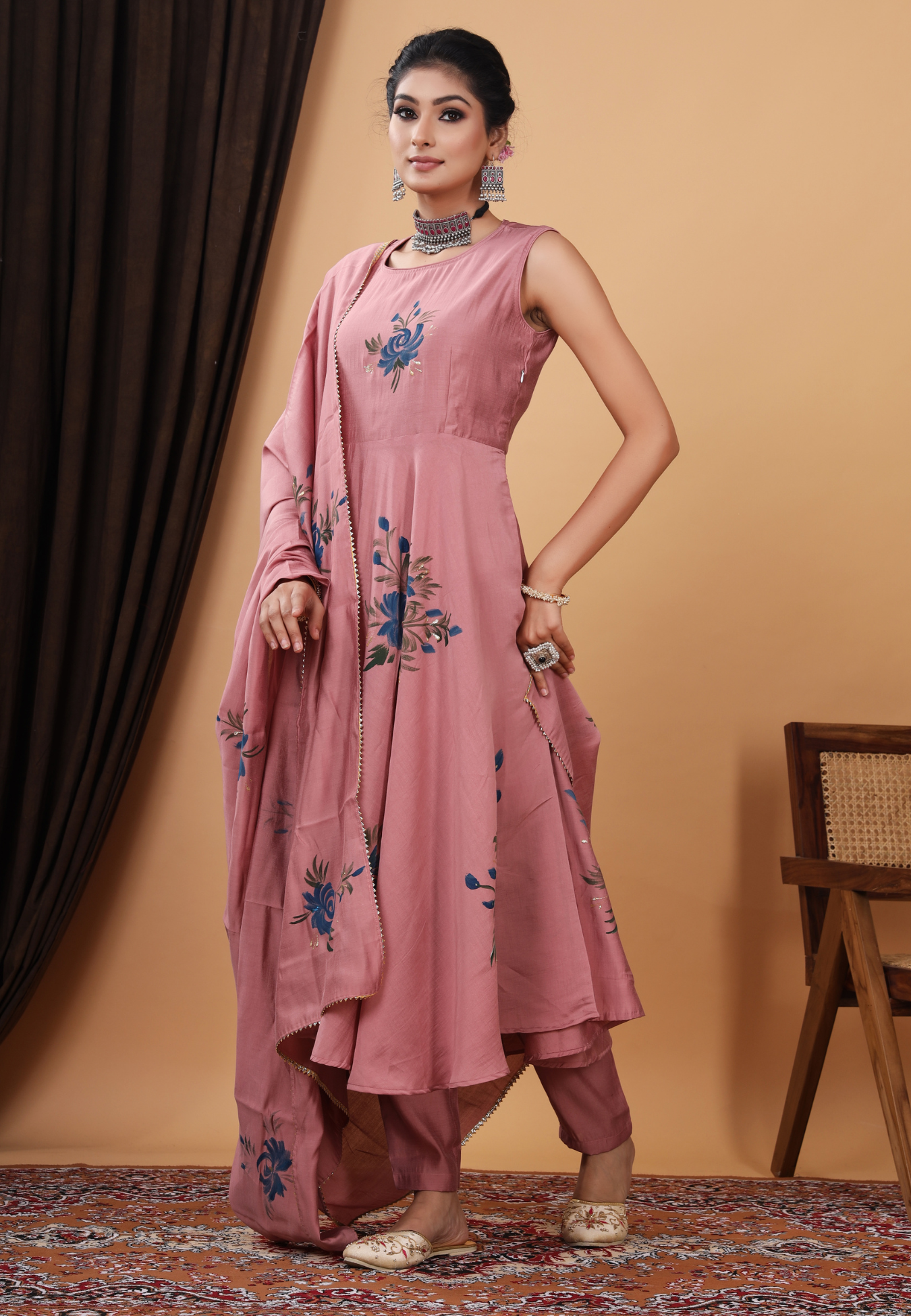 Handcrafted Beauty In Modal Silk with Hand Print