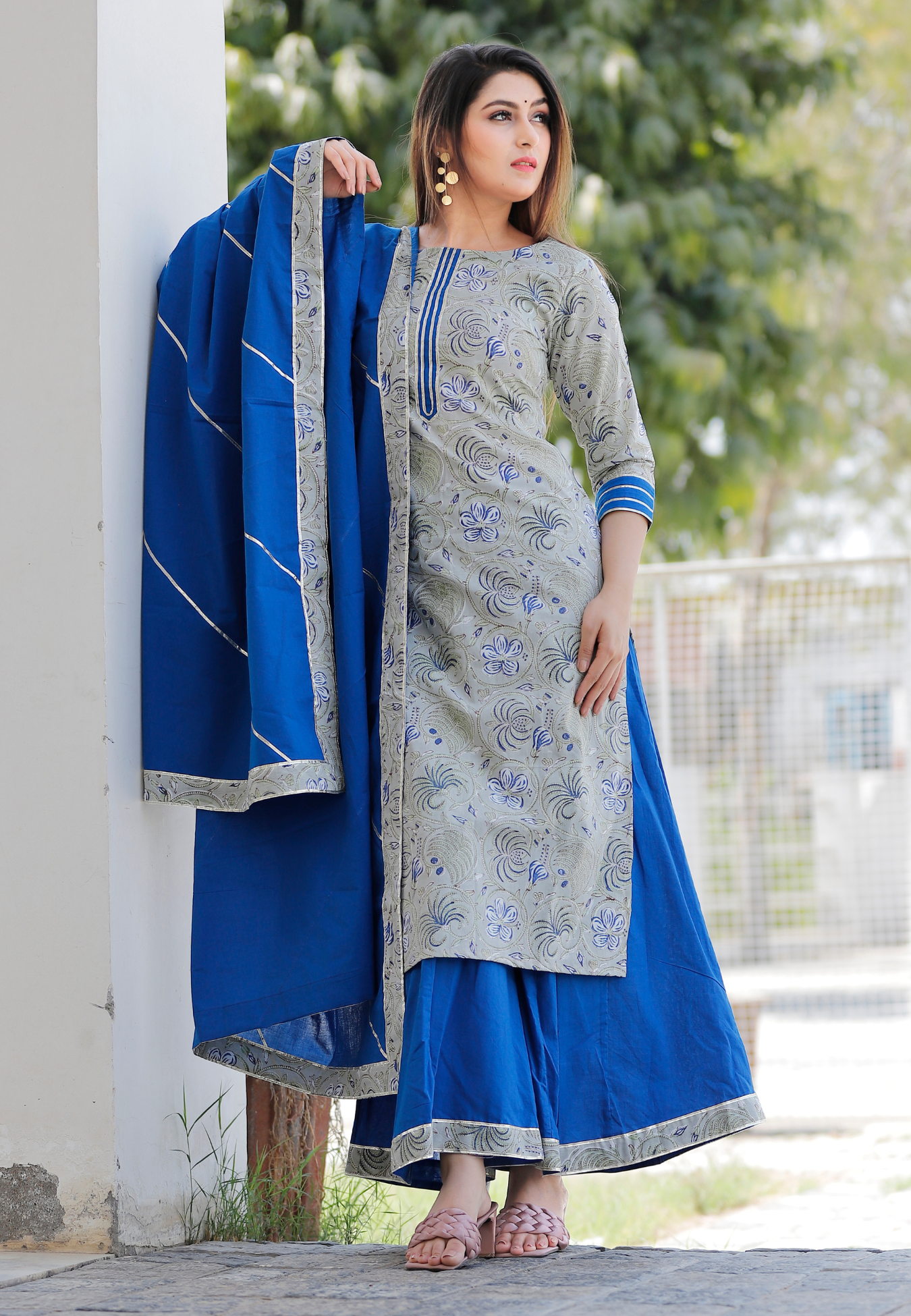 Leaf green Hand Block Printed Kurta Set