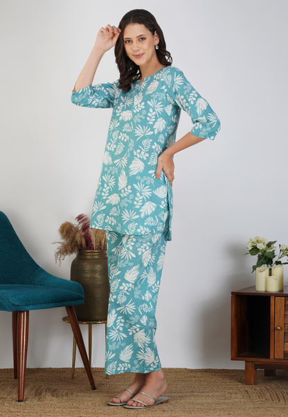 Aqua Blue Everyday Wear Co-ord Set