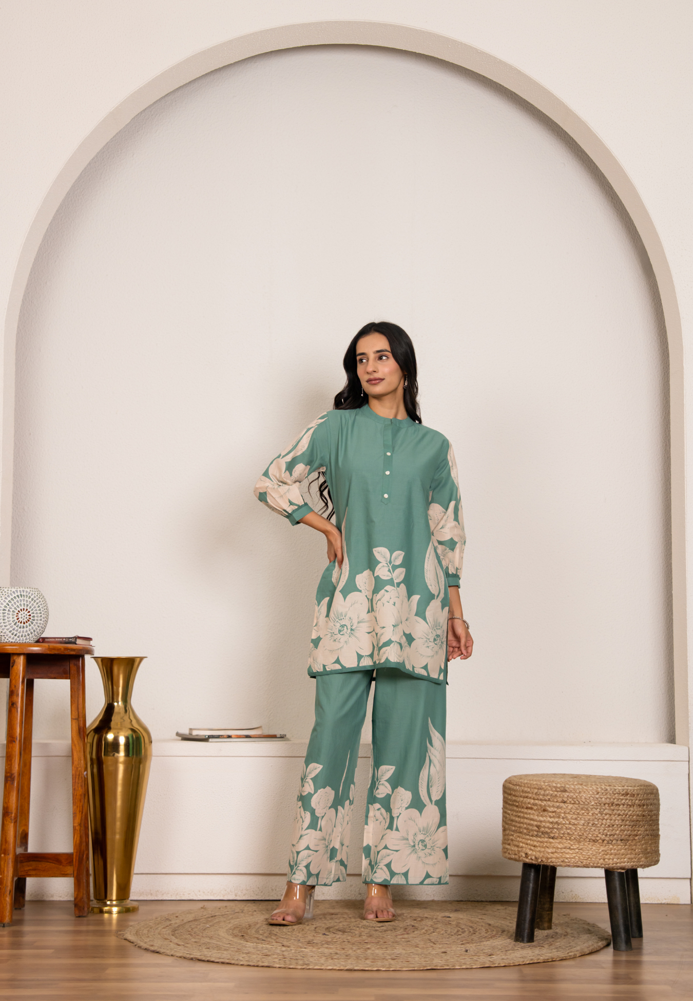 Effortless Grace in Sea Green Cotton Co-ord Set