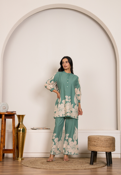 Effortless Grace in Sea Green Cotton Co-ord Set