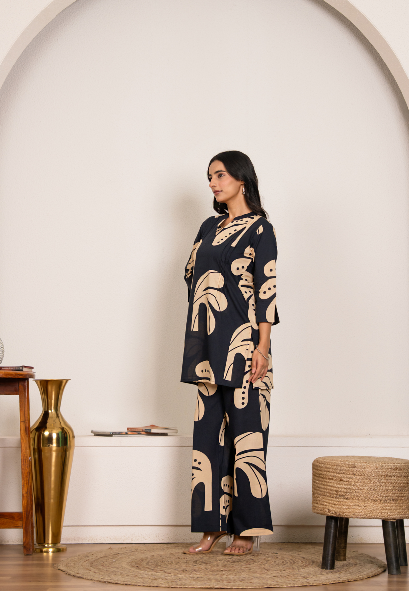 Navy Blue Abstract Printed Co-Ord Set