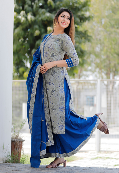 Leaf green Hand Block Printed Kurta Set