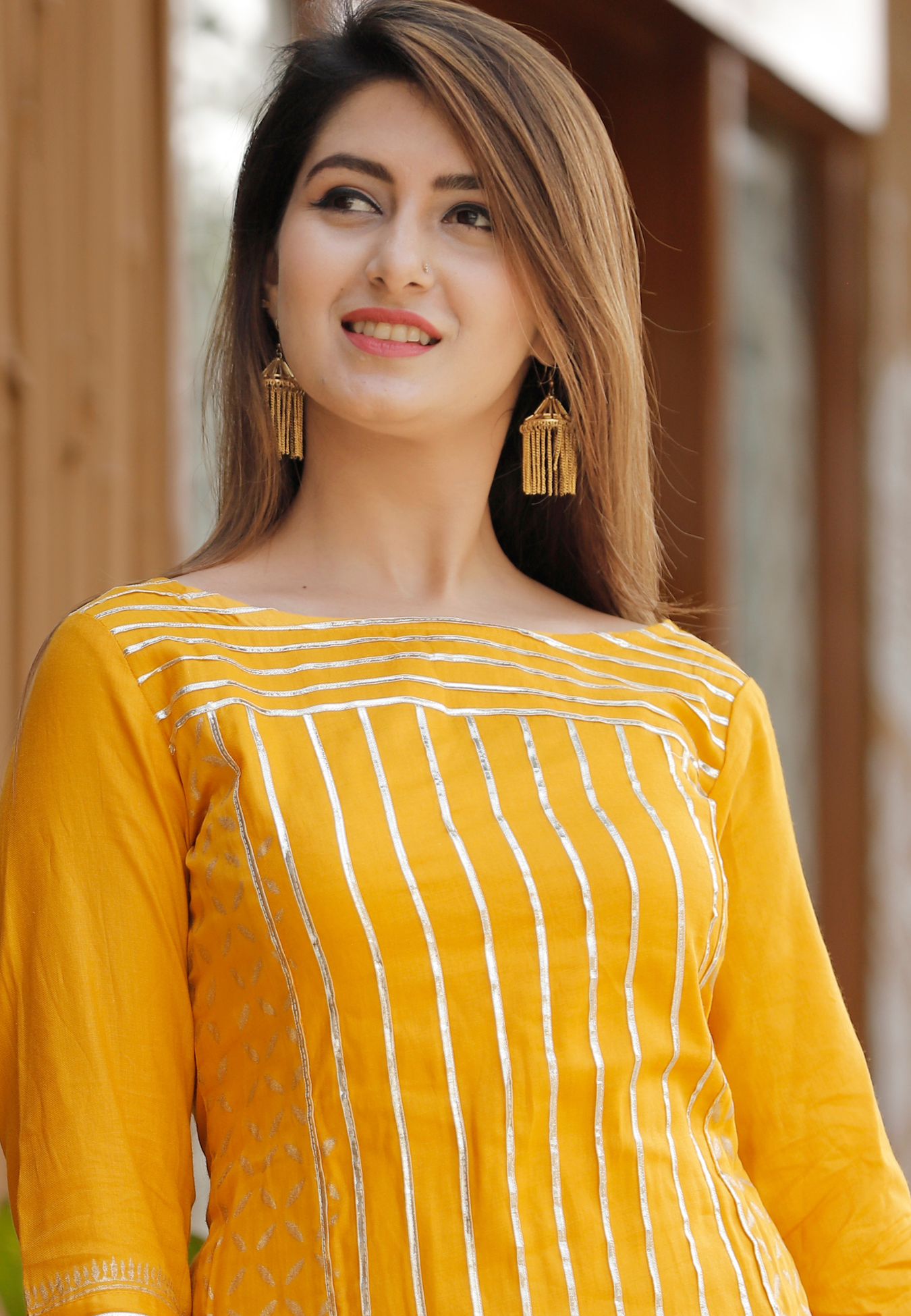 Jam Silk Mustard Kurta Set.