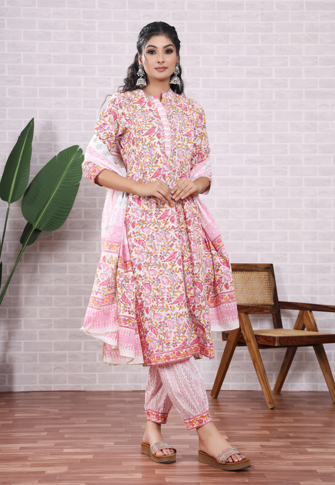 Off White Hand Block Printed Kurta Set