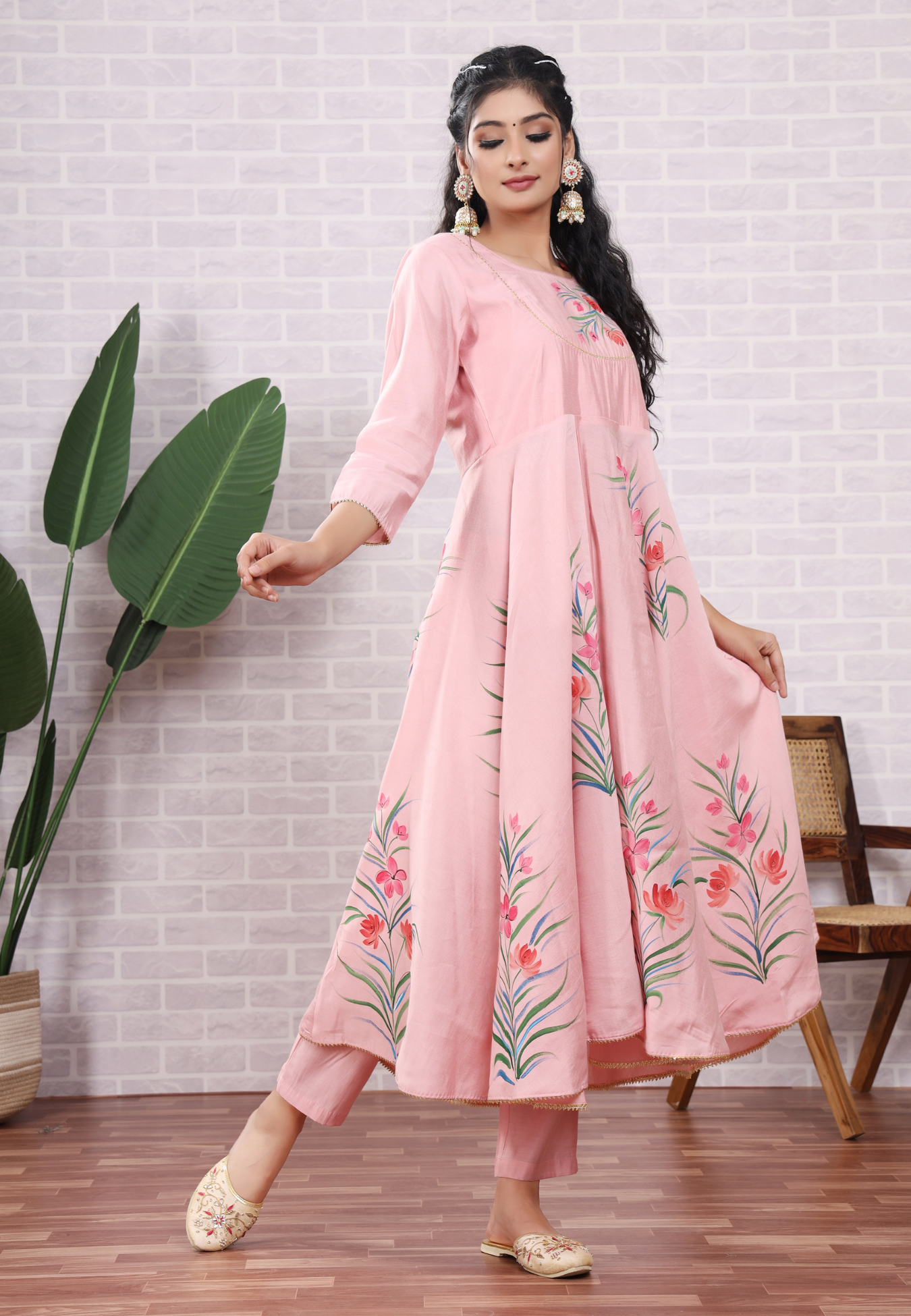 Celebrate Grace with Hand-Printed Florals on Flowing Modal Silk