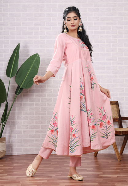 Celebrate Grace with Hand-Printed Florals on Flowing Modal Silk