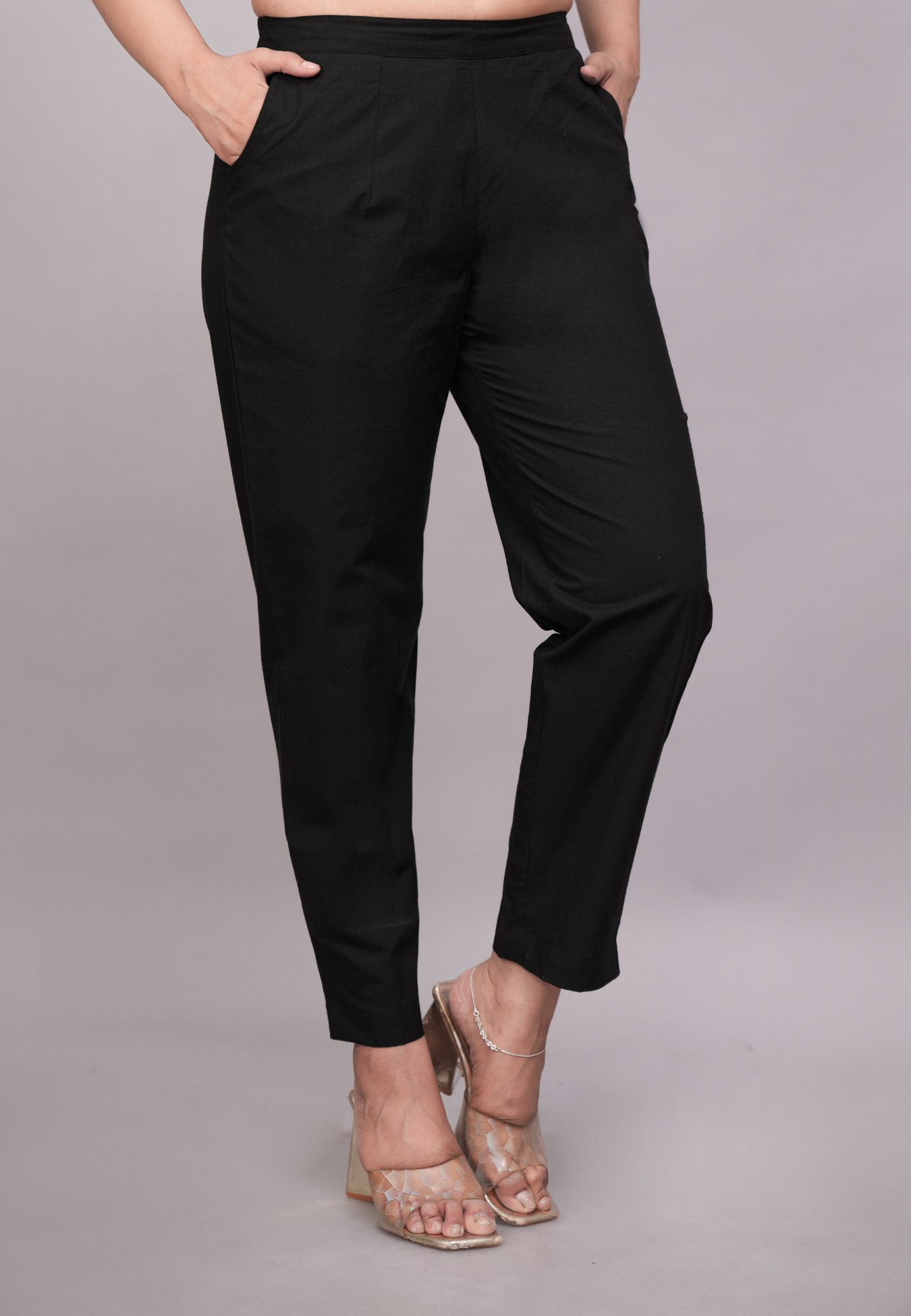 Versatile Jet Black Cotton Pant