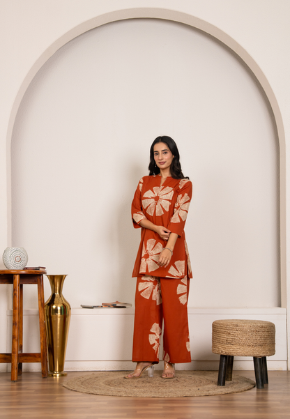 Rust Artistic Printed Co-Ord Set