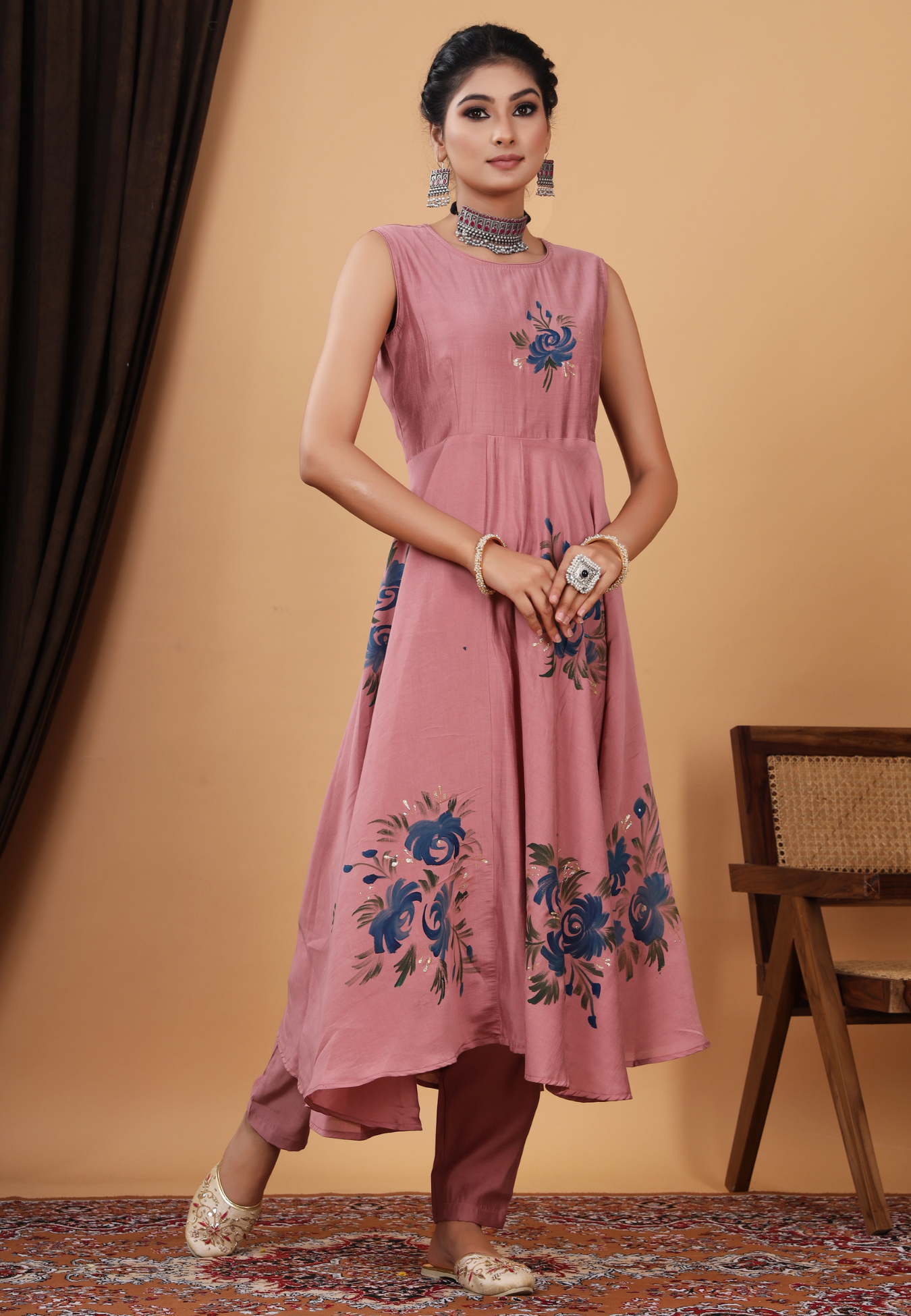 Handcrafted Beauty In Modal Silk with Hand Print