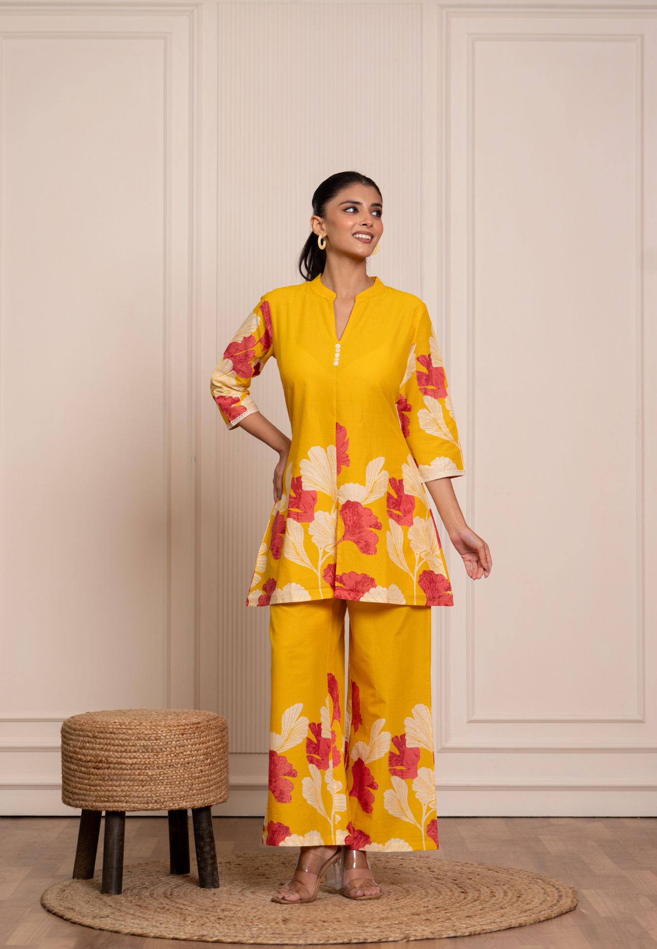 Effortless Style in Mustard & Pink Blooms