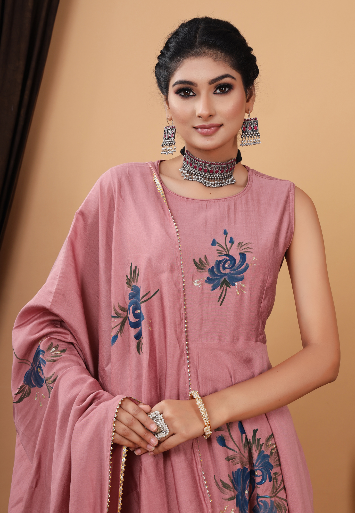 Handcrafted Beauty In Modal Silk with Hand Print