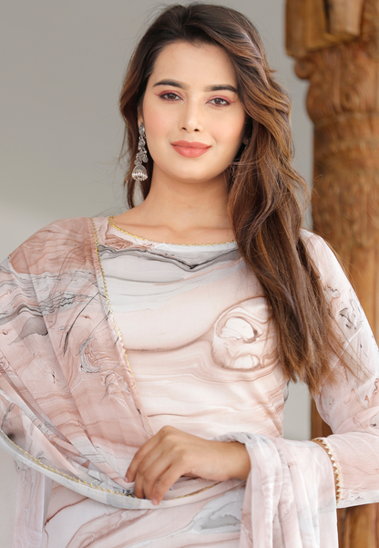 Black Charm – Graceful Marble Print Kurta Set