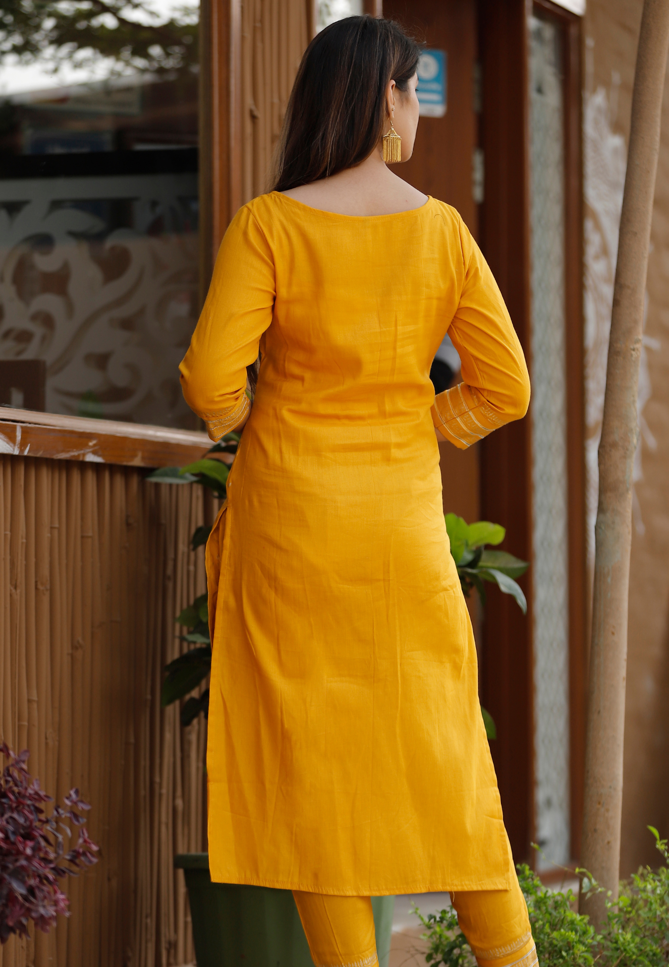 Jam Silk Mustard Kurta Set.