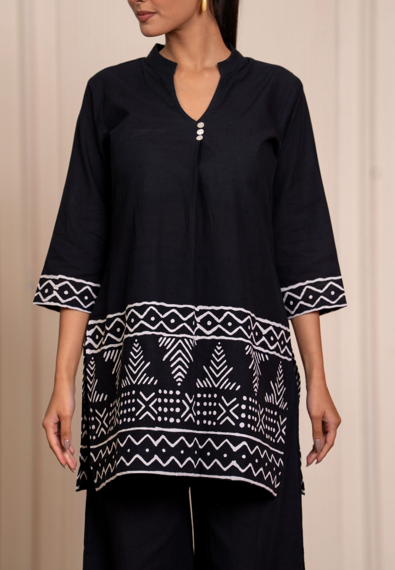 Classic Comfort Curated Black Printed Cotton Co-ords Set