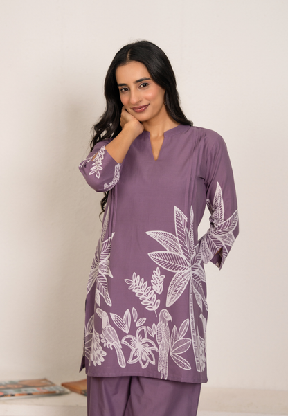 Botanical Tree Print Mauve Co-Ord Set