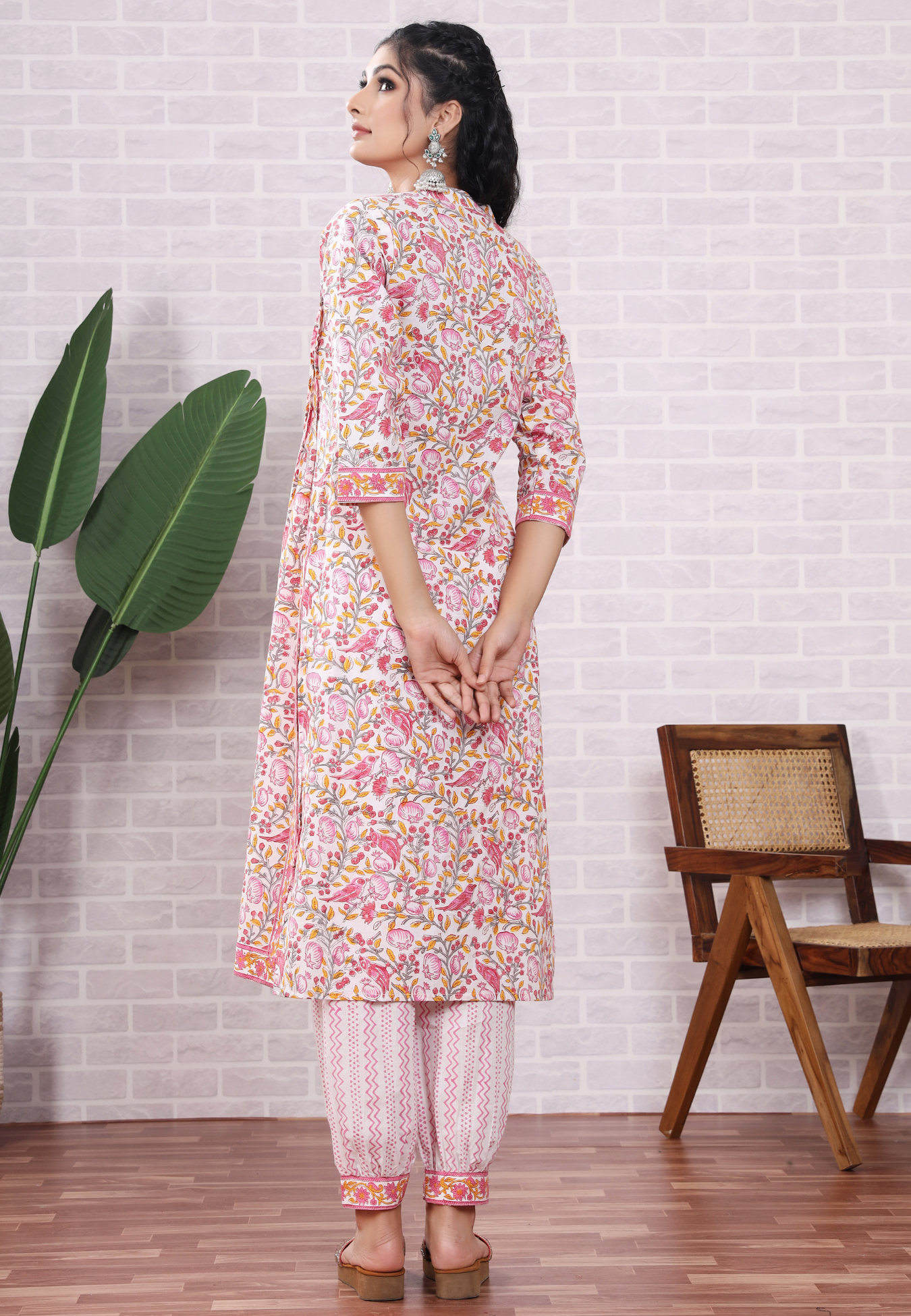 Off White Hand Block Printed Kurta Set
