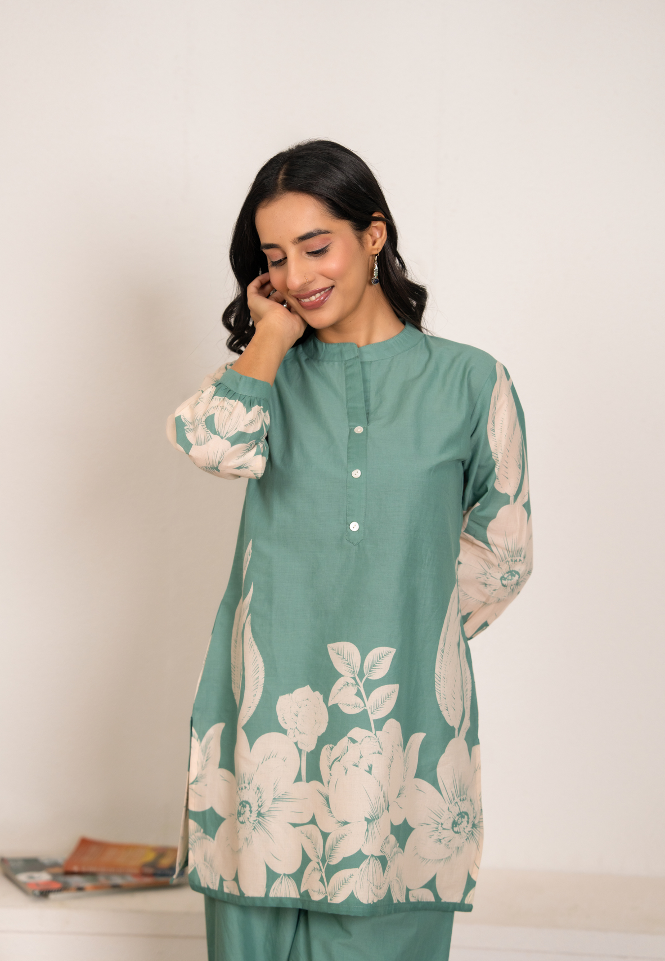 Effortless Grace in Sea Green Cotton Co-ord Set