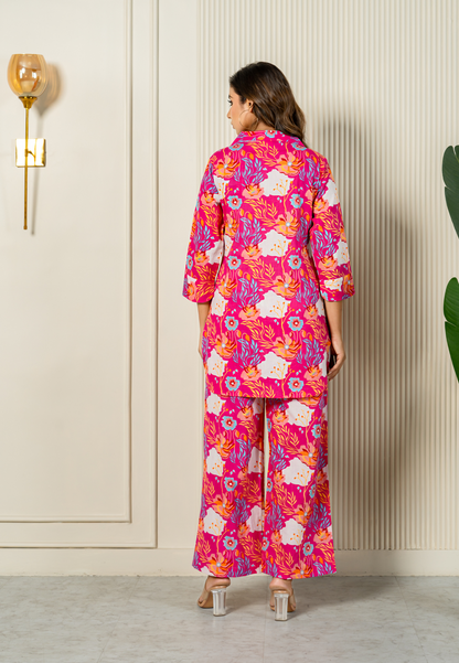 Hot Pink Floral Chic Co-ord Set