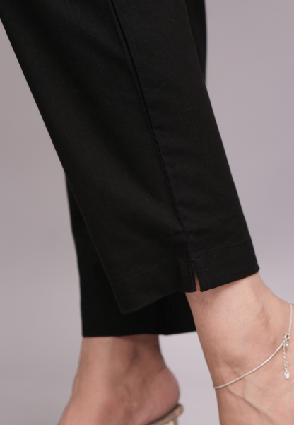 Versatile Jet Black Cotton Pant