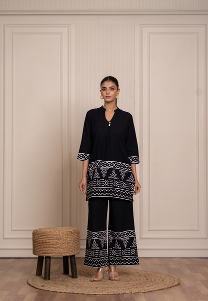 Classic Comfort Curated Black Printed Cotton Co-ords Set