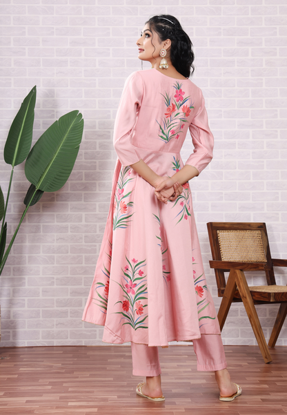 Celebrate Grace with Hand-Printed Florals on Flowing Modal Silk