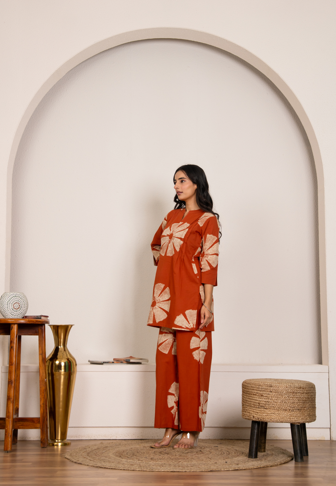 Rust Artistic Printed Co-Ord Set